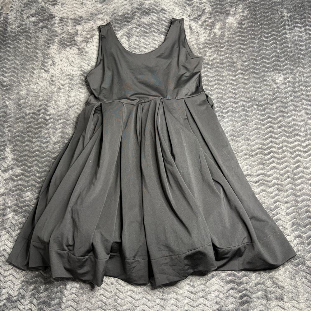 H&M Black Fit & Flare Pleated Mini Dress Boat Neck Size 12